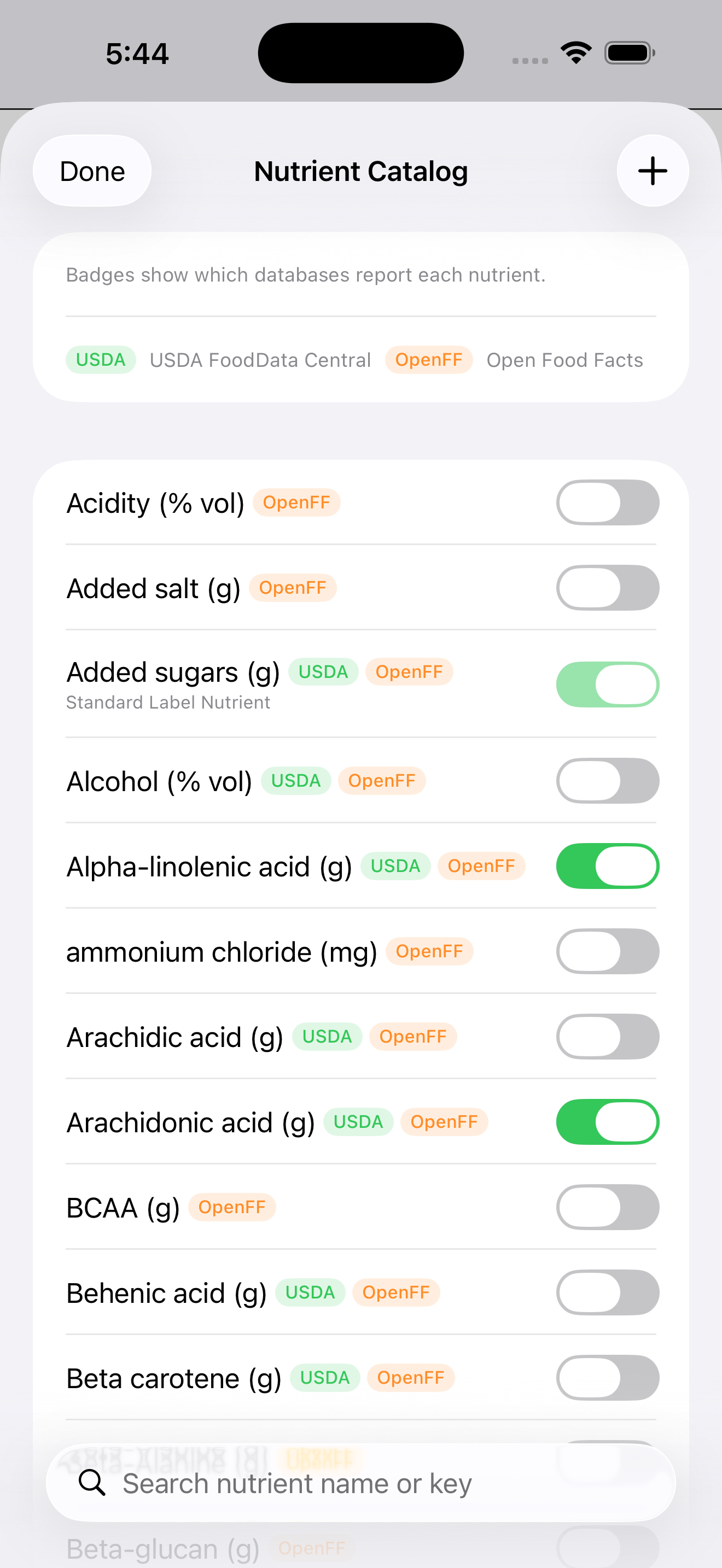 150+ nutrient catalog